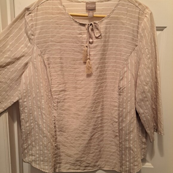 Chico's Natural Colored Blouse-Size 3 (XL/16) - Picture 1 of 3